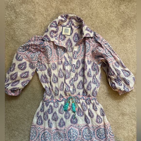 Bell by Alicia Bell Pink Blue Paisley Cotton and Silk Maxi Dress Small - Picture 11 of 12